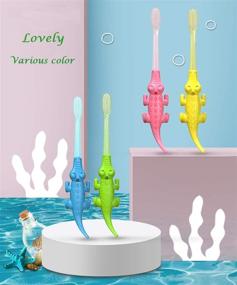 img 3 attached to Новые 8 штук детская зубная щетка от Newrichbee: прелестная зубная щетка для малышей 🦷 от 2 до 4 лет – желтая, розовая, синяя и зеленая.