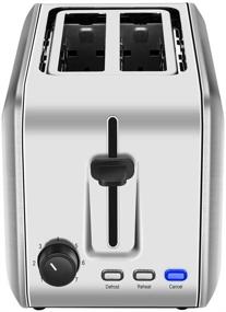 img 4 attached to 🍞 CUSIBOX 2 Slice Toaster: Wide Slot Stainless Steel Toaster with 7 Browning Settings, REHEAT/DEFROST/CANCEL Function, 750W, ST013