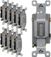 💡 enerlites 10 pack 83150-gr-3-way toggle light switch, single pole, 15a 120-277v, grounding screw, ul listed, residential grade, gray логотип