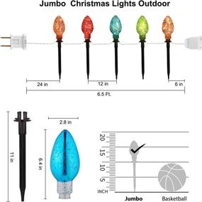 img 1 attached to 🎄 Jumbo C9 Outdoor Christmas Lights with Pathway Marker Stakes - 6.5 Ft Mini Lights, Glitter Multicolor Bulbs for Holiday Yard Garden Decor - Pack of 5 Lights