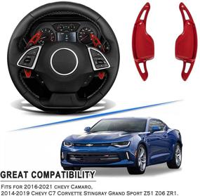 img 3 attached to 🔴 CNC Billet Aluminum Steering Wheel Paddle Shifter Extension Trim Covers for Chevy Camaro 2016-2021 and Corvette C7 2014-2019 (2PCS/Pair, Red)