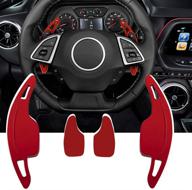 🔴 cnc billet aluminum steering wheel paddle shifter extension trim covers for chevy camaro 2016-2021 and corvette c7 2014-2019 (2pcs/pair, red) logo