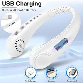 img 2 attached to Stay Cool Anywhere with Portable Neck Fan – USB Rechargeable, Hands-Free Mini Fan with 3 Speeds – Perfect for Office, Outdoor & Travel (White)