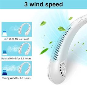 img 3 attached to Stay Cool Anywhere with Portable Neck Fan – USB Rechargeable, Hands-Free Mini Fan with 3 Speeds – Perfect for Office, Outdoor & Travel (White)