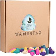 🌸 wangstar 240pcs incense cones backflow: 12 mixed natural scents for a serene waterfall incense experience - green tea, osmanthus, jasmine, lavender, rose, sandalwood, cherry blossoms, tulip, agarwood, indian ocean, lily logo