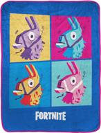 🦙 fortnite blue llama travel blanket - warhol design, fade resistant super soft plush fleece - official fortnite product (40 x 50 inches) logo