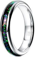 💍 three keys jewelry galaxy series tungsten rings 8mm 4mm - created-opal inlay, colorful blue white green - hammered wedding bands for men and women logo