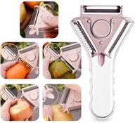 🥔 3-in-1 multifunctional kitchen peeler - tantikc stainless steel grater for vegetables and potatoes (pink) logo