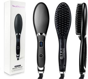 img 4 attached to 🔥 Veru ETERNITY Hair Straightening Brush: Fast MCH Ceramic Heated Ionic Hair Straightener Brush with LED Display - Tangle-Free, Frizz-Free Straightening for Hair and Beard