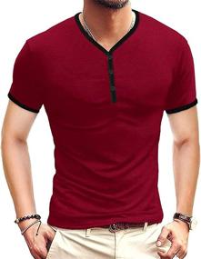 img 4 attached to Sleeve Henleys T Shirts Cotton Lightweight Men's Clothing