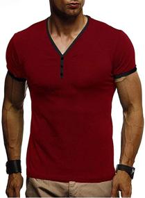 img 3 attached to Sleeve Henleys T Shirts Cotton Lightweight Men's Clothing