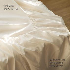 img 3 attached to 🛏️ BISELINA 22-Inch Queen Size French Linen Bed Skirt with Pleated Frills - Natural Flax Cotton Blend Dust Ruffle in Soft White - Cozy Farmhouse Bedding