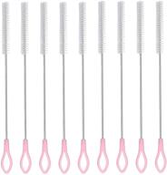 set of 10 pink nylon straw brushes, 7.5-inch x 1/3-inch, tube cleaners logo