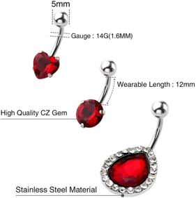 img 3 attached to 💎 Exquisite 5pcs 14G Stainless Steel Belly Button Rings Dangle Bar Jewelry Set by JOVIVI, Including Gift Box!