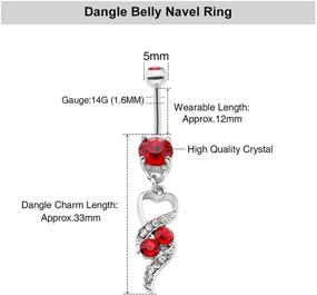 img 2 attached to 💎 Exquisite 5pcs 14G Stainless Steel Belly Button Rings Dangle Bar Jewelry Set by JOVIVI, Including Gift Box!