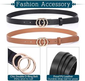 img 2 attached to Fashion Designer Skinny Leather Double Women's Accessories for Belts