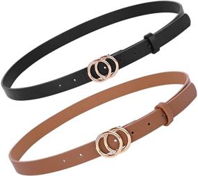 img 4 attached to Fashion Designer Skinny Leather Double Women's Accessories for Belts