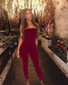 img 1 attached to 👗 Stylish and Chic: GOBLES Sleeveless Shoulder Bodycon Jumpsuits for Women
