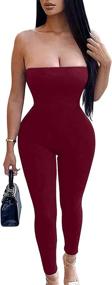 img 4 attached to 👗 Stylish and Chic: GOBLES Sleeveless Shoulder Bodycon Jumpsuits for Women