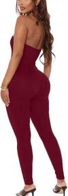 img 3 attached to 👗 Stylish and Chic: GOBLES Sleeveless Shoulder Bodycon Jumpsuits for Women