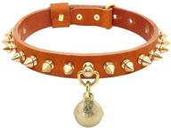 🐶 beirui spiked genuine leather dog collar with copper studs - superior rivet brown dog collar with bell - adjustable basic collar for pitbull, french bulldog, s, m, l logo