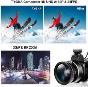 img 2 attached to 📹 TYCKA Ultra HD 4K Camcorder Video Camera with Microphone, LED Fill Light for YouTube Vlogging – 18X Zoom, 30MP, 3.0" IPS Touch Screen, Remote Control, HDMI Output – High Quality Zoom Video Recorder, Includes 2 Batteries