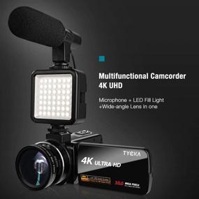 img 3 attached to 📹 TYCKA Ultra HD 4K Camcorder Video Camera with Microphone, LED Fill Light for YouTube Vlogging – 18X Zoom, 30MP, 3.0" IPS Touch Screen, Remote Control, HDMI Output – High Quality Zoom Video Recorder, Includes 2 Batteries