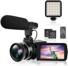 img 4 attached to 📹 TYCKA Ultra HD 4K Camcorder Video Camera with Microphone, LED Fill Light for YouTube Vlogging – 18X Zoom, 30MP, 3.0" IPS Touch Screen, Remote Control, HDMI Output – High Quality Zoom Video Recorder, Includes 2 Batteries