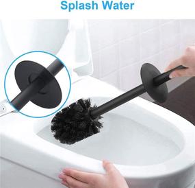 img 1 attached to Black Stainless Steel BGL Square Toilet Brush with Holder - Rubber Painted Toilet Bowl Brush and Holder for Bathroom, 2 Cleaner Heads