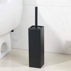 img 3 attached to Black Stainless Steel BGL Square Toilet Brush with Holder - Rubber Painted Toilet Bowl Brush and Holder for Bathroom, 2 Cleaner Heads