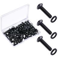 pack of 50 standard size 10/32 rack screws with washers - black for rack mounting servers, routers, cabinets, and enclosures - 3/4 inch length logo