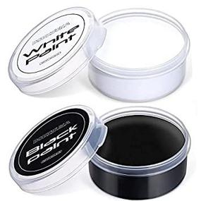 img 3 attached to 🎨 BOBISUKA Glow-in-the-Dark Black + White Oil Face Body Paint Set: Large Capacity Professional Palette for Halloween Party Cosplay & SFX Makeup (140g/4.93 oz)