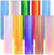 vibrant 10-piece holographic heat transfer vinyl set - ideal for iron-on diy crafts & apparel embellishments! logo