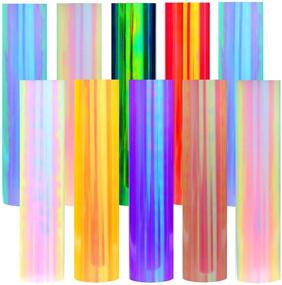 img 4 attached to Vibrant 10-Piece Holographic Heat Transfer Vinyl Set - Ideal for Iron-on DIY Crafts & Apparel Embellishments!