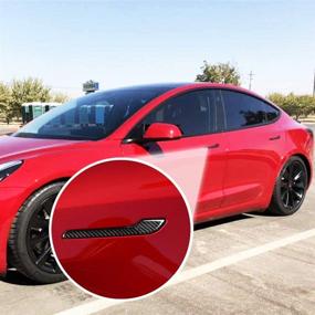 img 3 attached to 🚘 Enhance Your Tesla Model 3 & Model Y with Real Carbon Fiber Door Handle Sills Protection Kit - 4 Piece Set