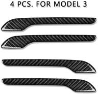 🚘 enhance your tesla model 3 & model y with real carbon fiber door handle sills protection kit - 4 piece set logo