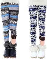 🩳 modntoga 2-pack girls' winter thick printed fleece lined legging tights, warm pants for ages 2-10 years logo