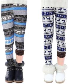 img 4 attached to 🩳 MODNTOGA 2-Pack Girls' Winter Thick Printed Fleece Lined Legging Tights, Warm Pants for Ages 2-10 Years