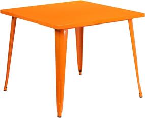 img 2 attached to 🟧 Flash Furniture Commercial Grade 35.5" Square Orange Metal Indoor-Outdoor Table: Durable & Stylish