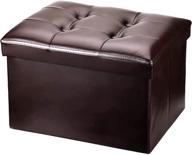 🪑 compact storage ottoman footrest stool | short folding foot stool | foldable footrest bench with faux leather cover | thick foam padding | rectangular collapsible ottoman bench | dimensions 17x13x11in | brown logo