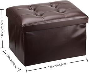 img 2 attached to 🪑 Compact Storage Ottoman Footrest Stool | Short Folding Foot Stool | Foldable Footrest Bench with Faux Leather Cover | Thick Foam Padding | Rectangular Collapsible Ottoman Bench | Dimensions 17X13X11in | Brown