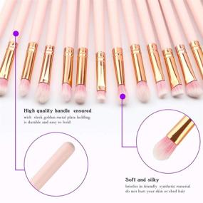 img 3 attached to 💄 Logiverl 15-Piece Eye Makeup Brushes Set: Eyeshadow & Eyebrow Brushes, Including Mini Fan Brush, with Pink Wooden Handles