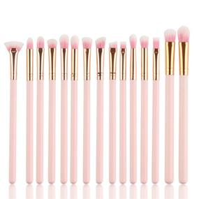 img 4 attached to 💄 Logiverl 15-Piece Eye Makeup Brushes Set: Eyeshadow & Eyebrow Brushes, Including Mini Fan Brush, with Pink Wooden Handles