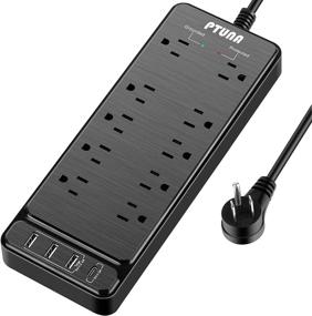 img 4 attached to Superior Power Strip Surge Protector: 10 Outlets, 4 USB Ports, 8ft Cord, Wall Mountable - Ideal for Home and Office