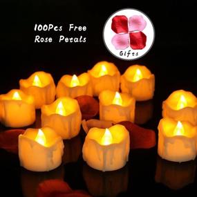 img 3 attached to Enhance the Ambiance with Youngerbaby Set of 12 Amber Yellow Flickering Flameless Candles: Timer LED Tea Lights, Wax Dripped Battery Operated Tealights for Christmas Party & Thanksgiving Day