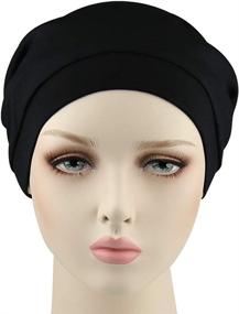 img 2 attached to 👒 Stylish Girls Satin Lined Slouchy Beanie Cap with Premium Elastic Band - Perfect Winter Headwear!