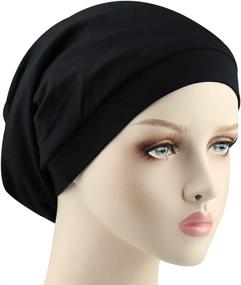 img 1 attached to 👒 Stylish Girls Satin Lined Slouchy Beanie Cap with Premium Elastic Band - Perfect Winter Headwear!