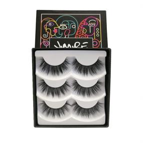 img 1 attached to 💫 JIMIRE False Eyelashes: Fluffy 3D Lashes Pack of 3 Pairs - Long-lasting & Reusable