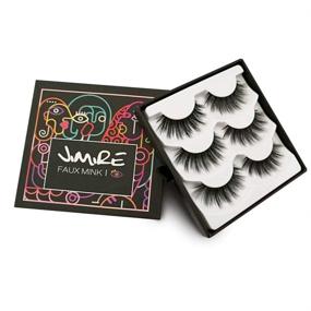 img 4 attached to 💫 JIMIRE False Eyelashes: Fluffy 3D Lashes Pack of 3 Pairs - Long-lasting & Reusable