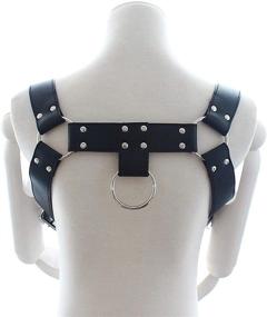 img 1 attached to Leather Chest Harness Adjustable Elastic